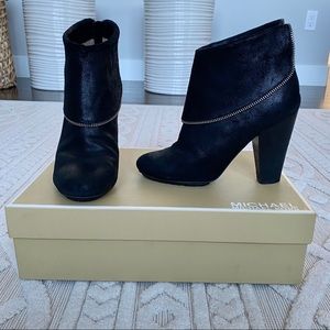 Michael Kors Black Leather Ankle Booties - Zipper